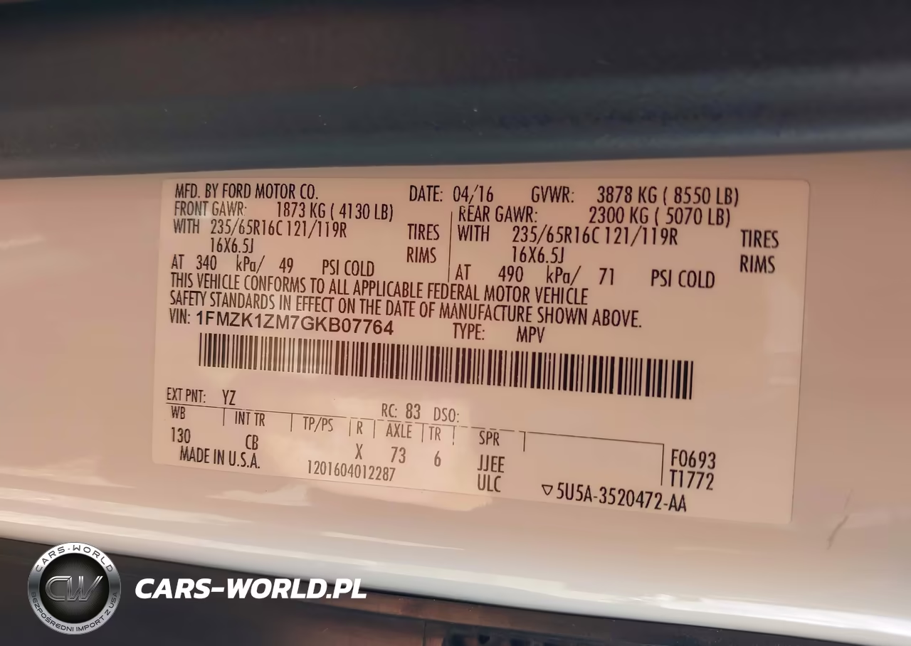 2016 Ford Transit-150 Xl VIN:1FMZK1ZM7GKB07764 - 9