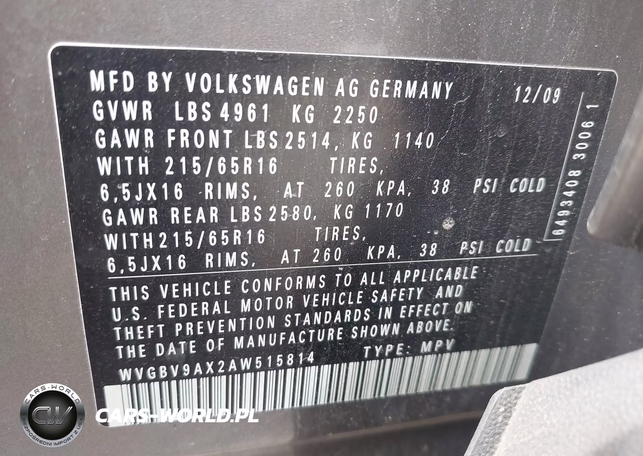 2010 Volkswagen Tiguan S VIN:WVGBV9AX2AW515814 - 9