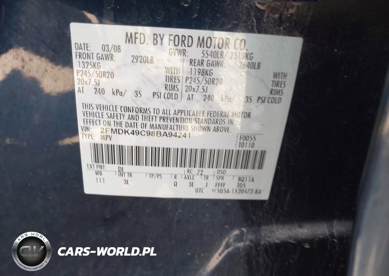 2008 Ford Edge Limited VIN:2FMDK49C98BA94241 - 9