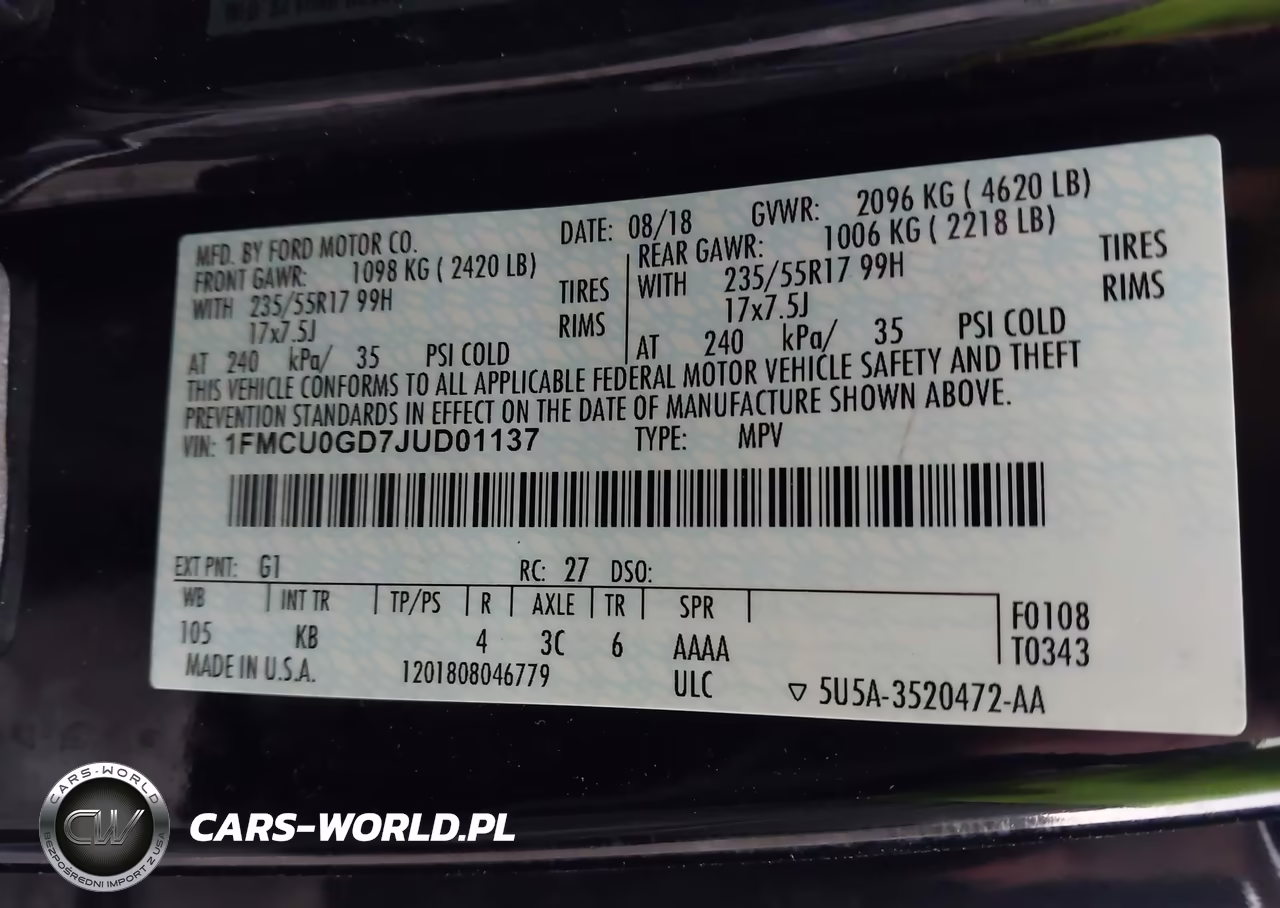 2018 Ford Escape Se VIN:1FMCU0GD7JUD01137 - 9