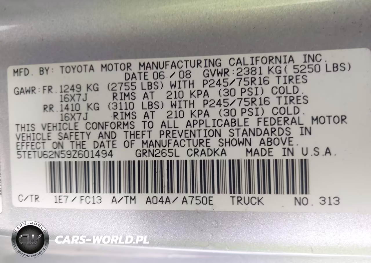 2009 Toyota Tacoma Prerunner V6 VIN:5TETU62N59Z601494 - 9