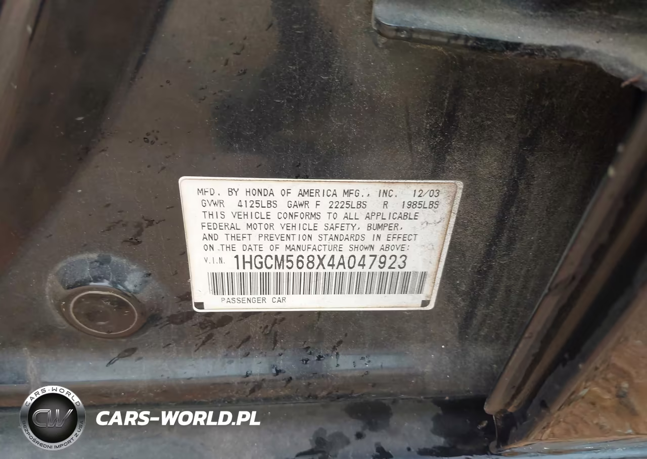 2004 Honda Accord 2.4 Ex VIN:1HGCM568X4A047923 - 9