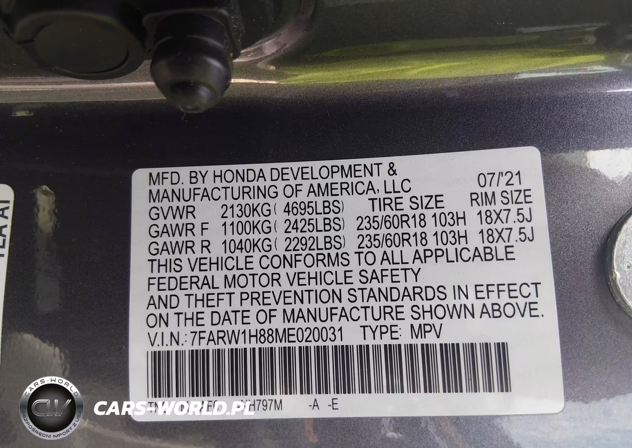 2021 Honda Cr-V 2Wd Ex-L VIN:7FARW1H88ME020031 - 9