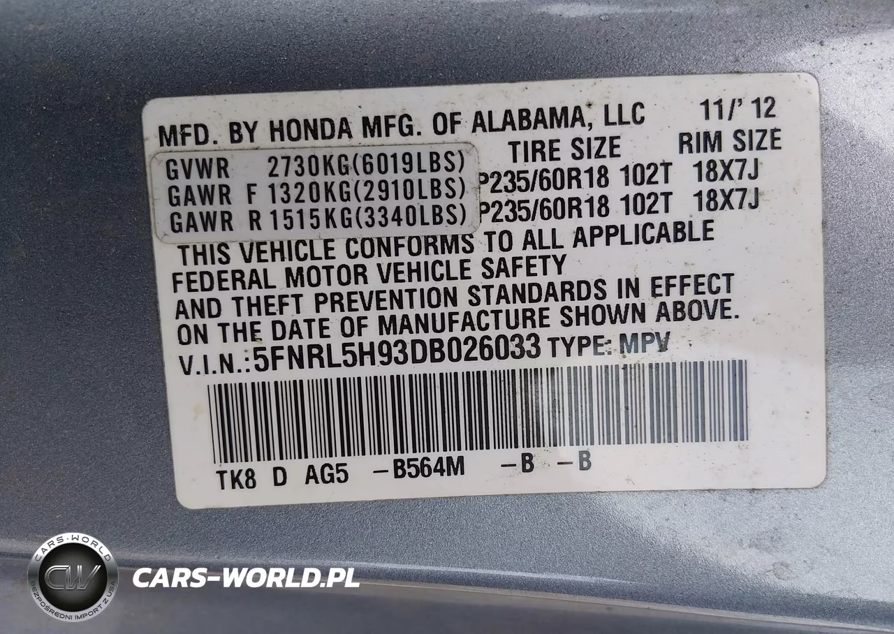2013 Honda Odyssey Touring-Touring Elite VIN:5FNRL5H93DB026033 - 9