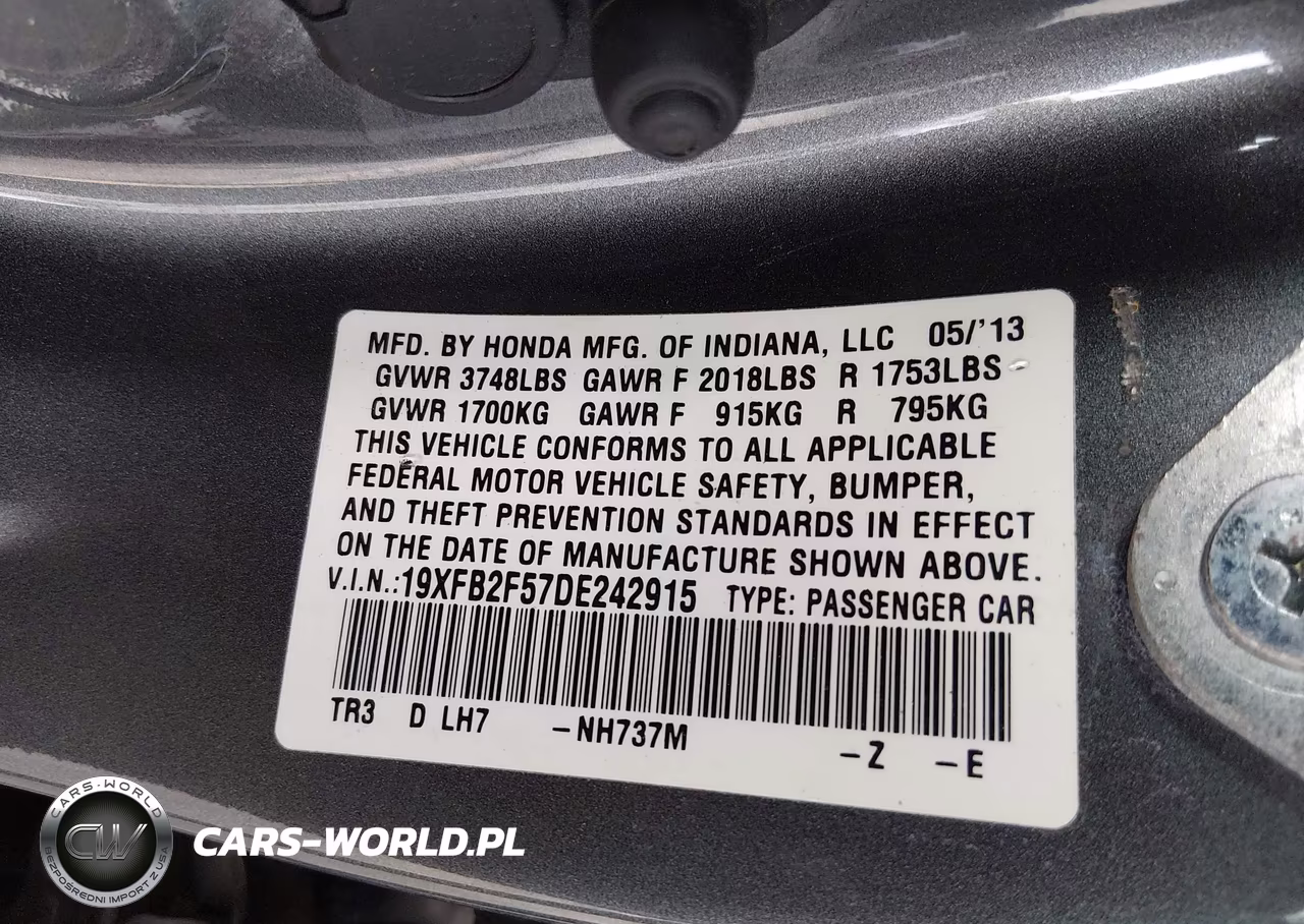 2013 Honda Civic Lx VIN:19XFB2F57DE242915 - 9