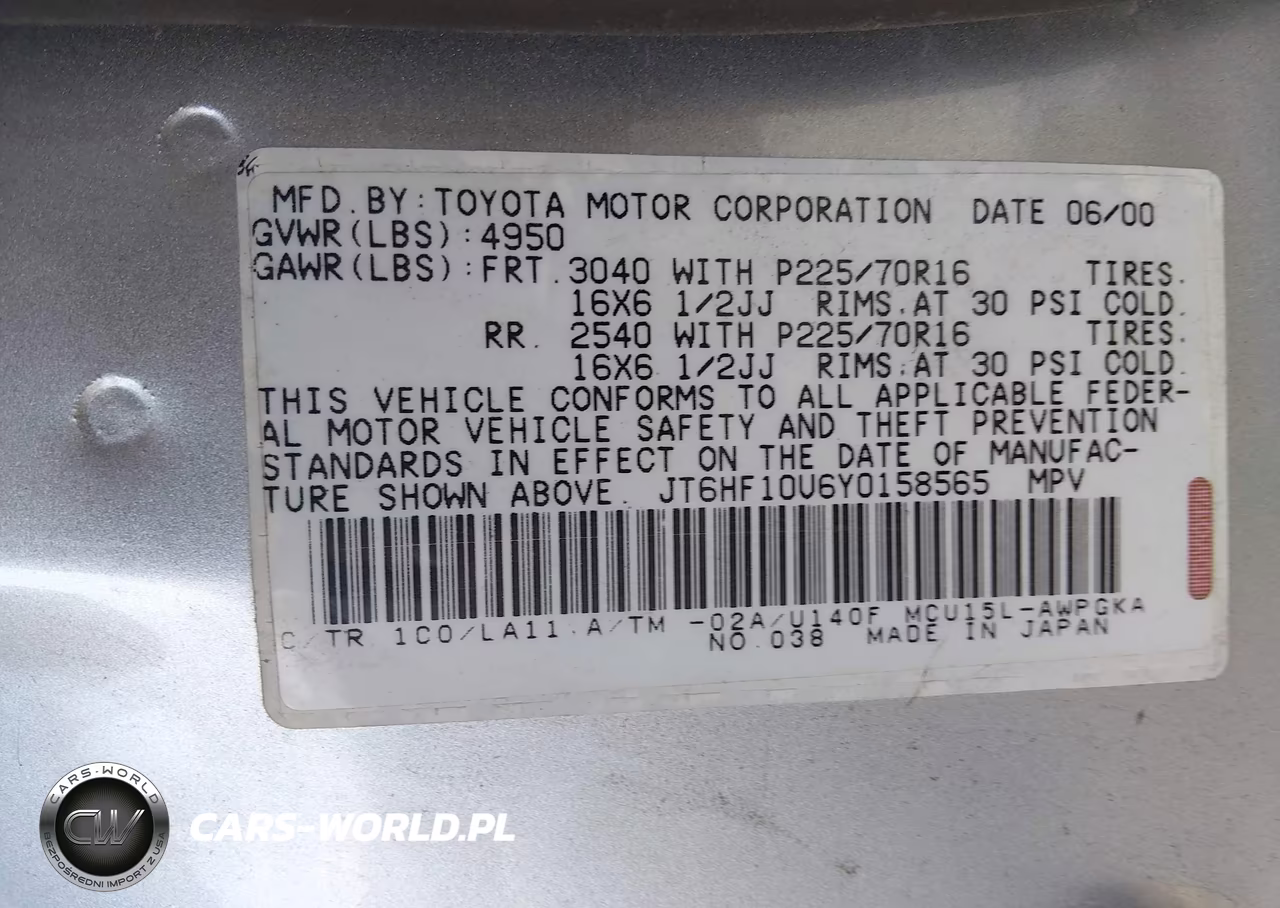 2000 Lexus Rx 300 VIN:JT6HF10U6Y0158565 - 9