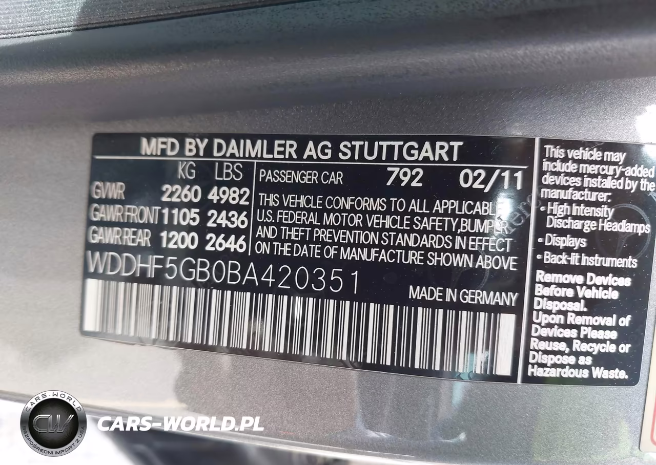 2011 Mercedes-Benz E 350 VIN:WDDHF5GB0BA420351 - 9