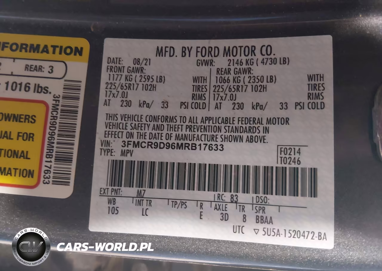 2021 Ford Bronco Sport Badlands VIN:3FMCR9D96MRB17633 - 9