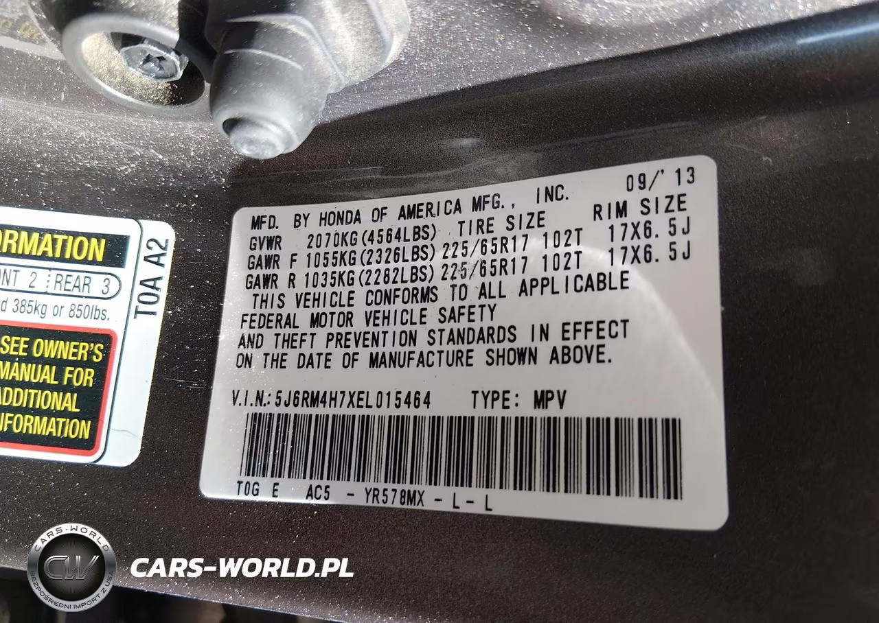 2014 Honda Cr-V Ex-L VIN:5J6RM4H7XEL015464 - 9