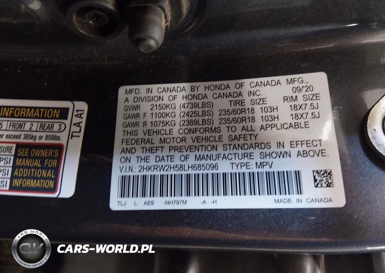 2020 Honda Cr-V Awd Ex VIN:2HKRW2H58LH685096 - 9