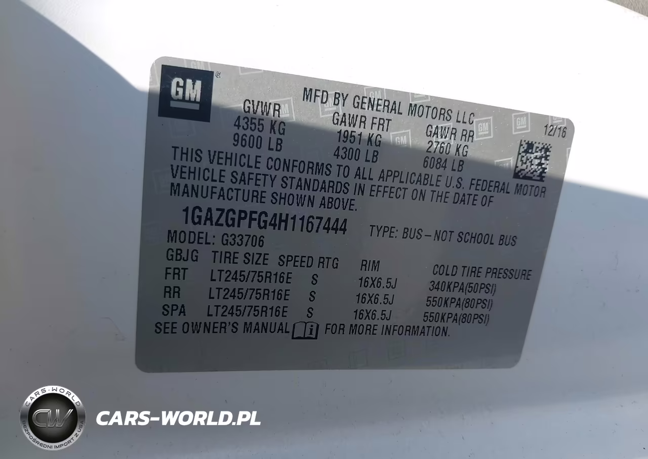 2017 Chevrolet Express 3500 Lt VIN:1GAZGPFG4H1167444 - 9