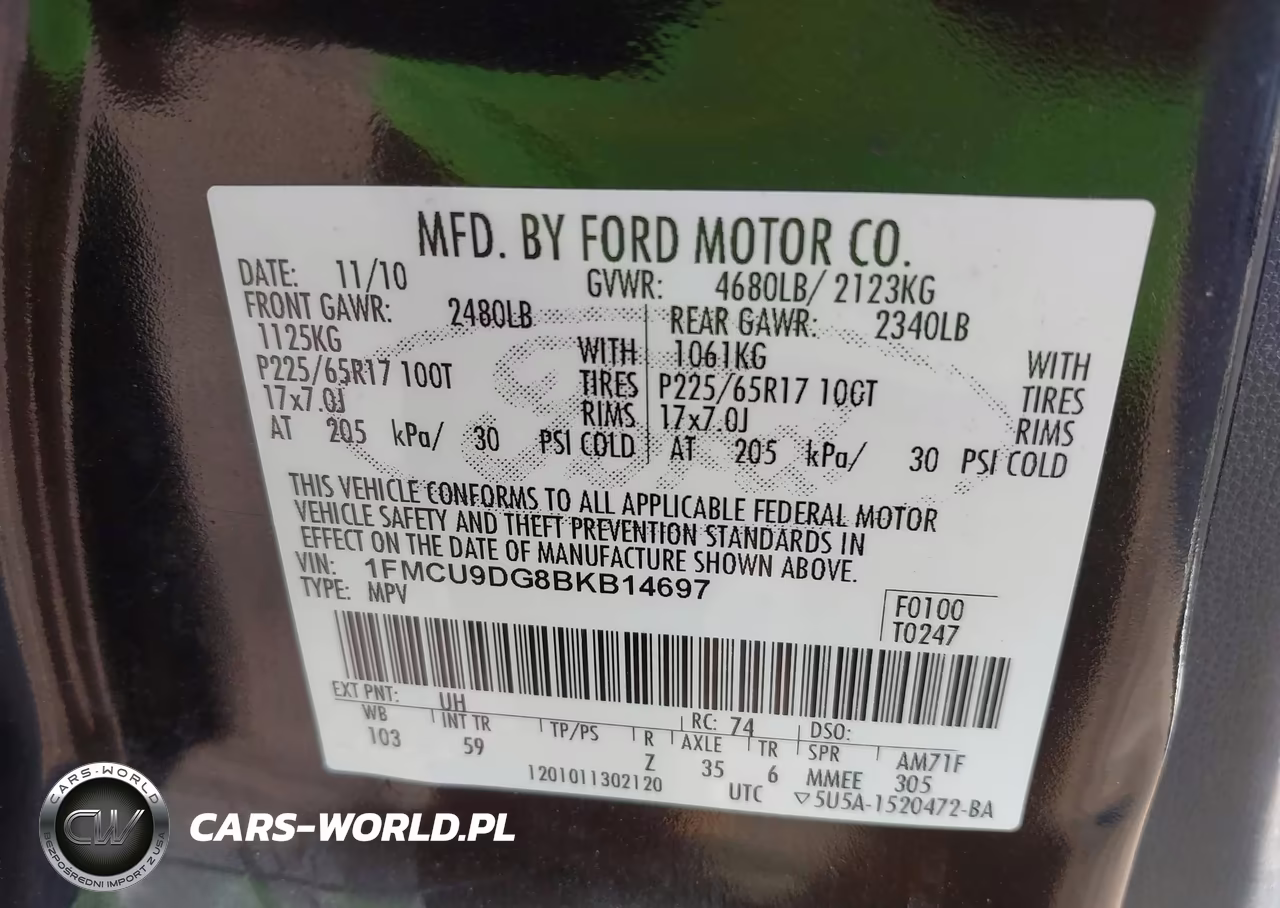 2011 Ford Escape Xlt VIN:1FMCU9DG8BKB14697 - 9