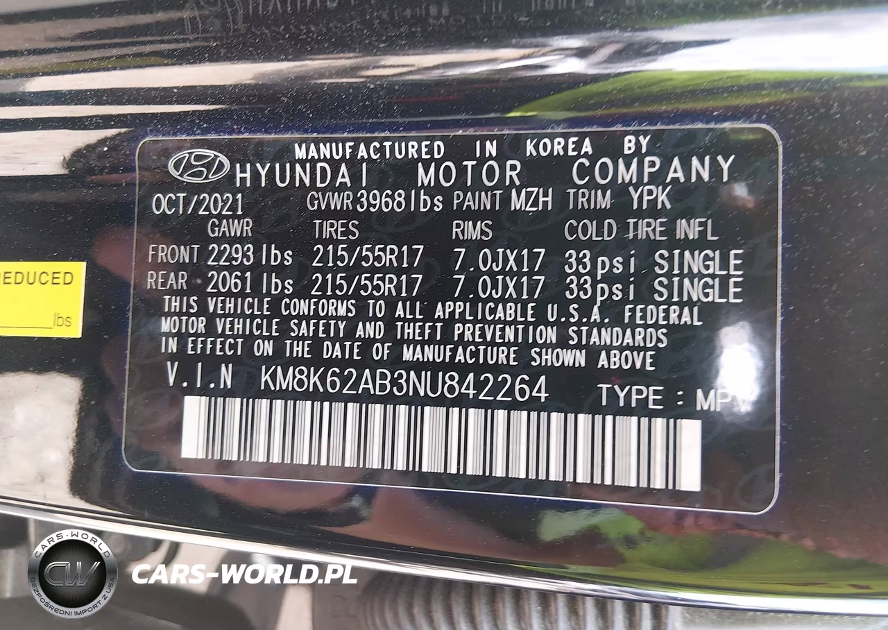 2022 Hyundai Kona Sel VIN:KM8K62AB3NU842264 - 9