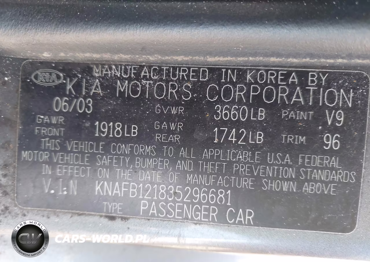 2003 Kia Spectra Ls VIN:KNAFB121835296681 - 9