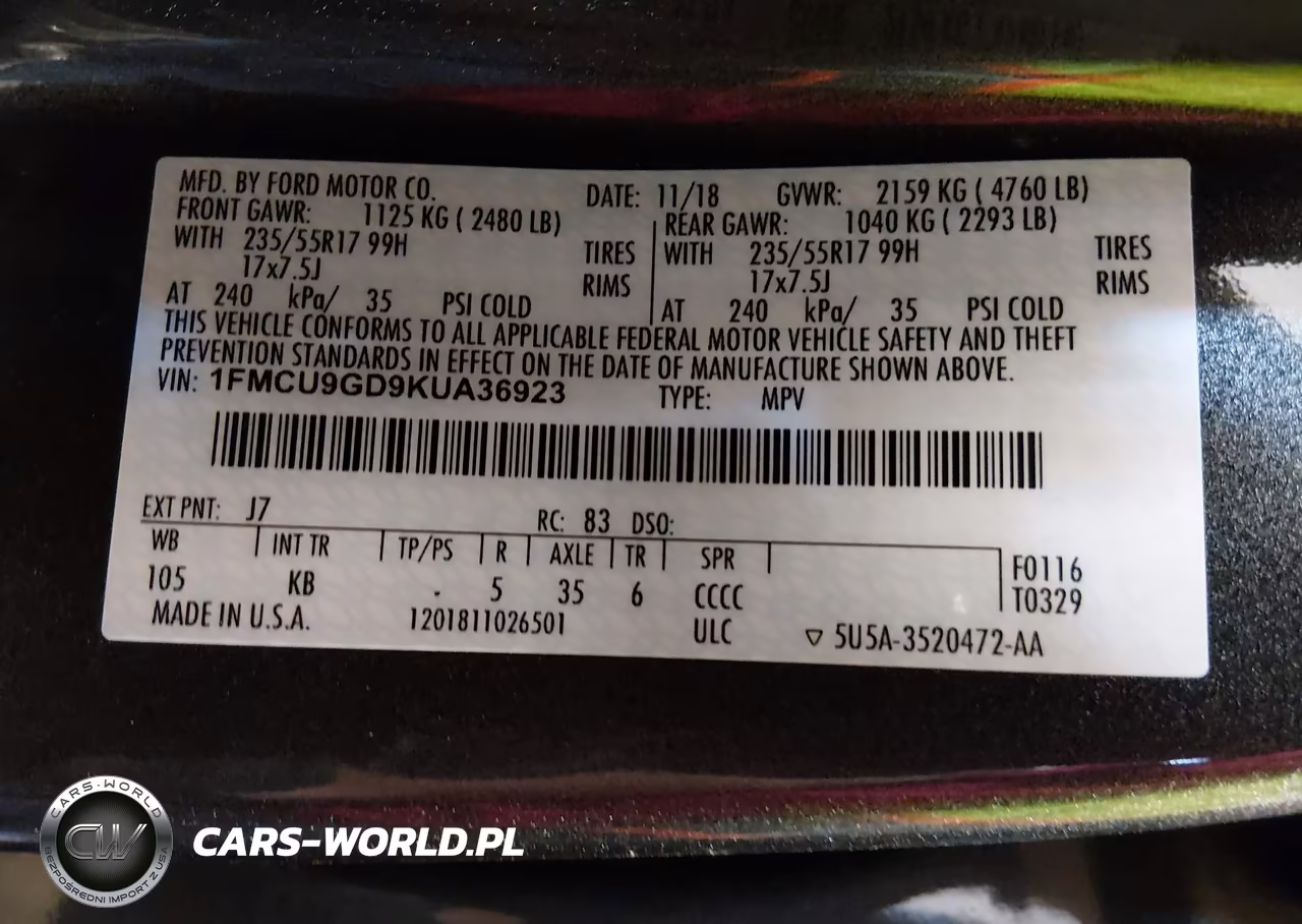 2019 Ford Escape Se VIN:1FMCU9GD9KUA36923 - 9