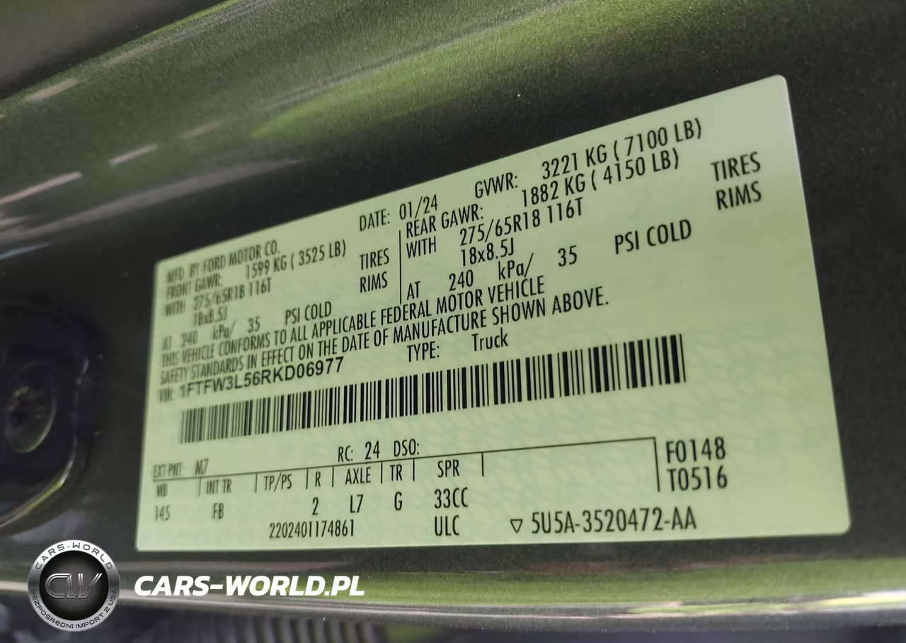 2024 Ford F-150 Xlt VIN:1FTFW3L56RKD06977 - 9