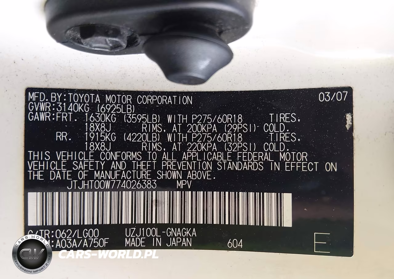 2007 Lexus Lx 470 VIN:JTJHT00W774026383 - 9