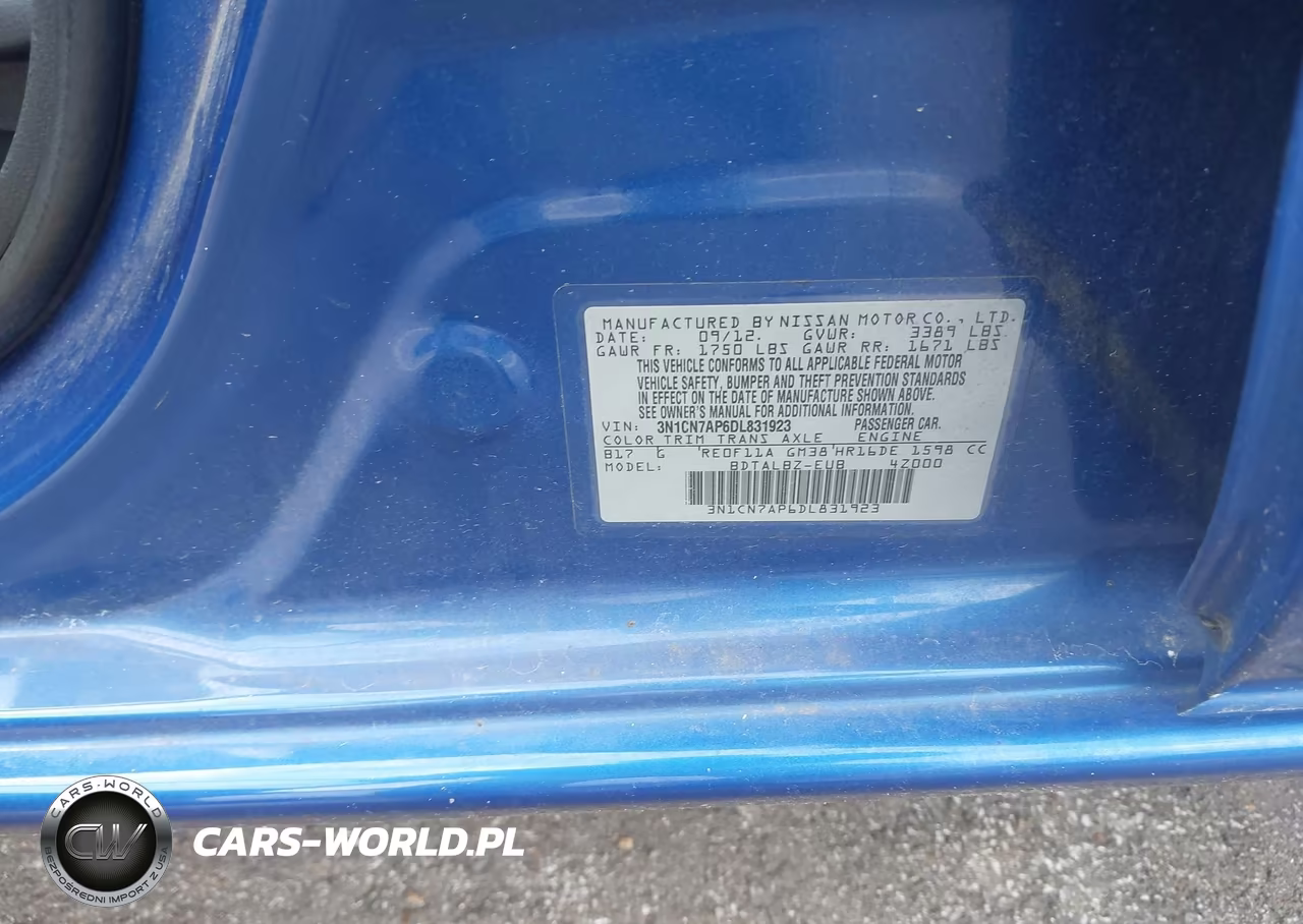 2013 Nissan Versa 1.6 Sv VIN:3N1CN7AP6DL831923 - 9