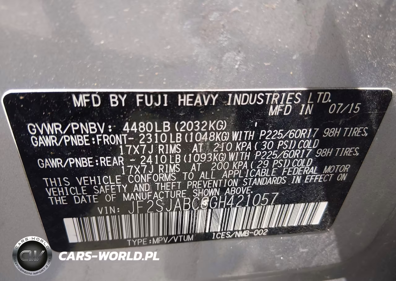 2016 Subaru Forester 2.5I VIN:JF2SJABC6GH421057 - 9