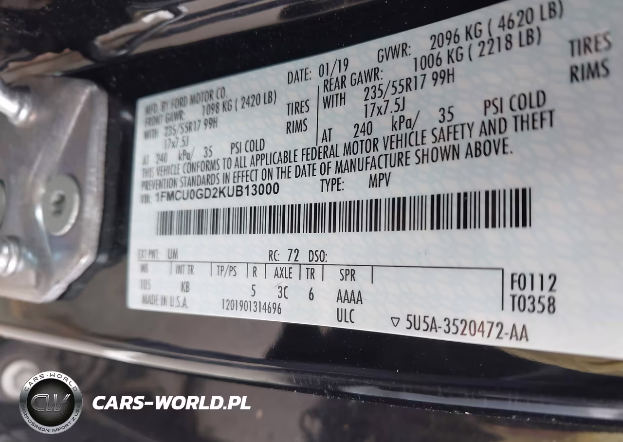 2019 Ford Escape Se VIN:1FMCU0GD2KUB13000 - 9