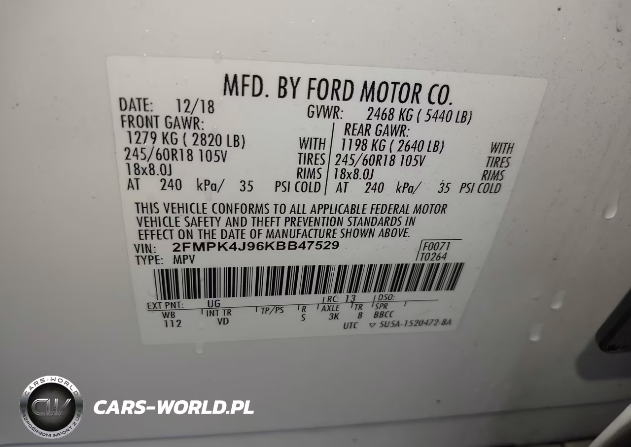 2019 Ford Edge Sel VIN:2FMPK4J96KBB47529 - 9