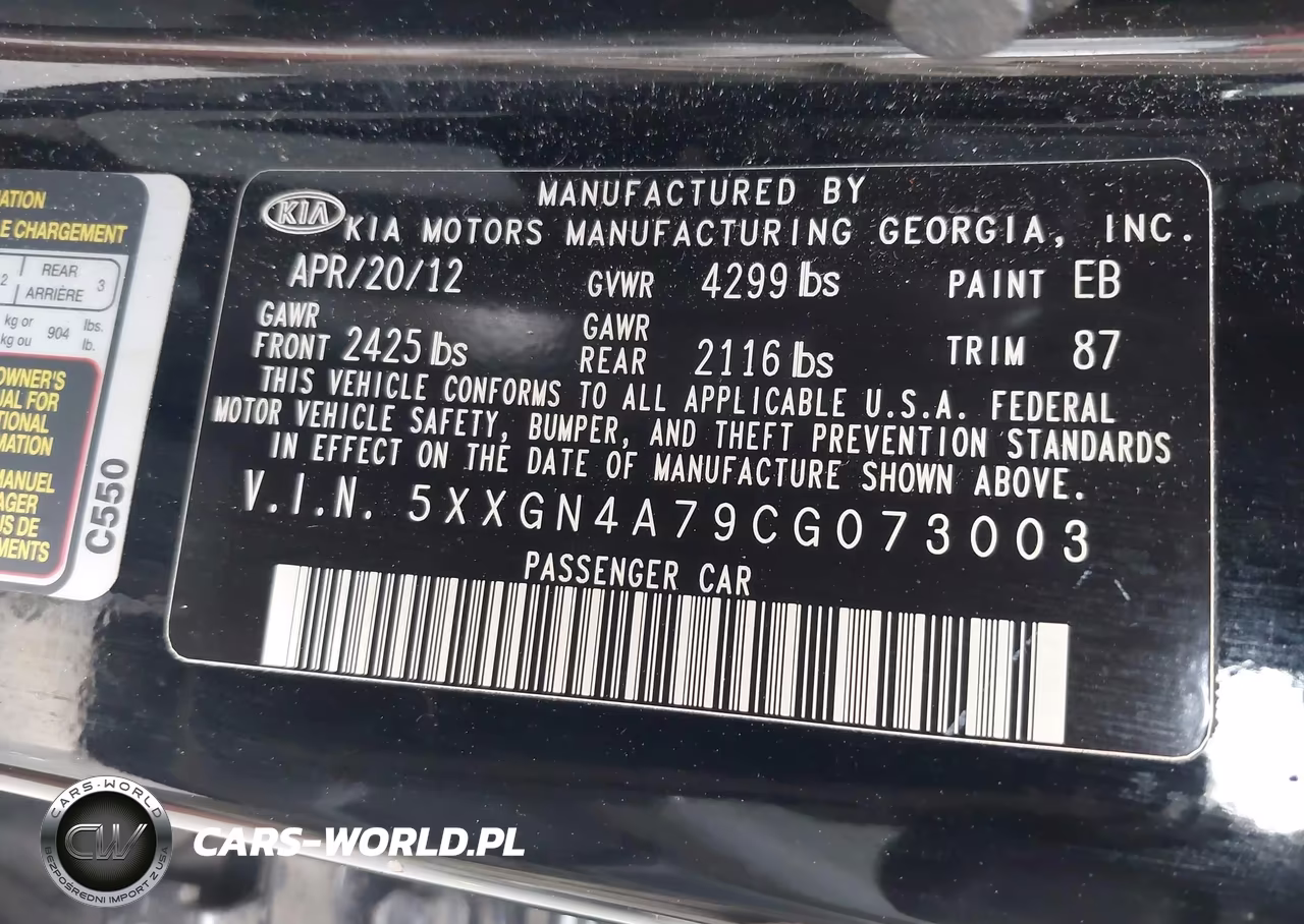 2012 Kia Optima Ex VIN:5XXGN4A79CG073003 - 9