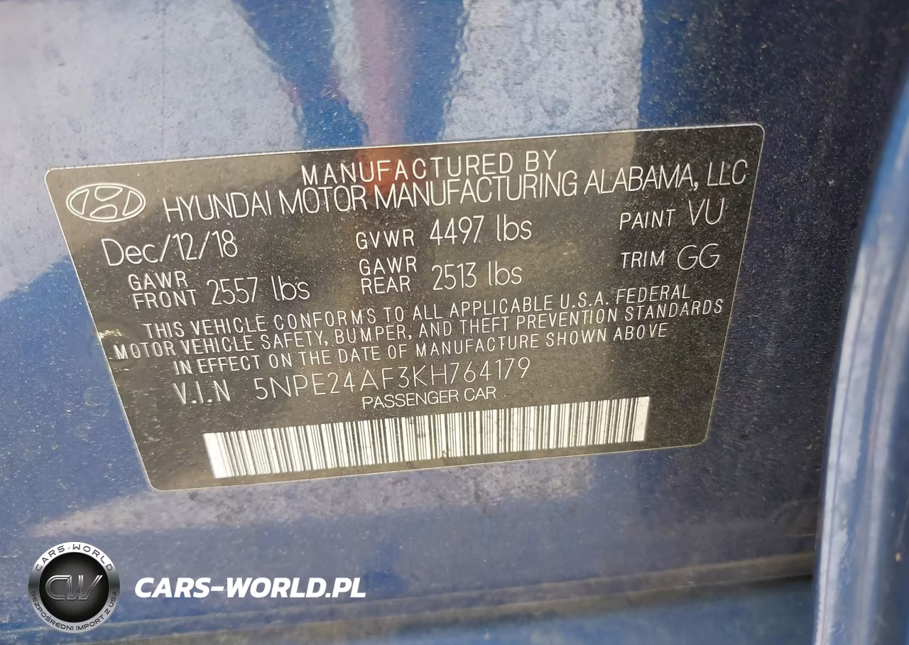 2019 Hyundai Sonata Se VIN:5NPE24AF3KH764179 - 9
