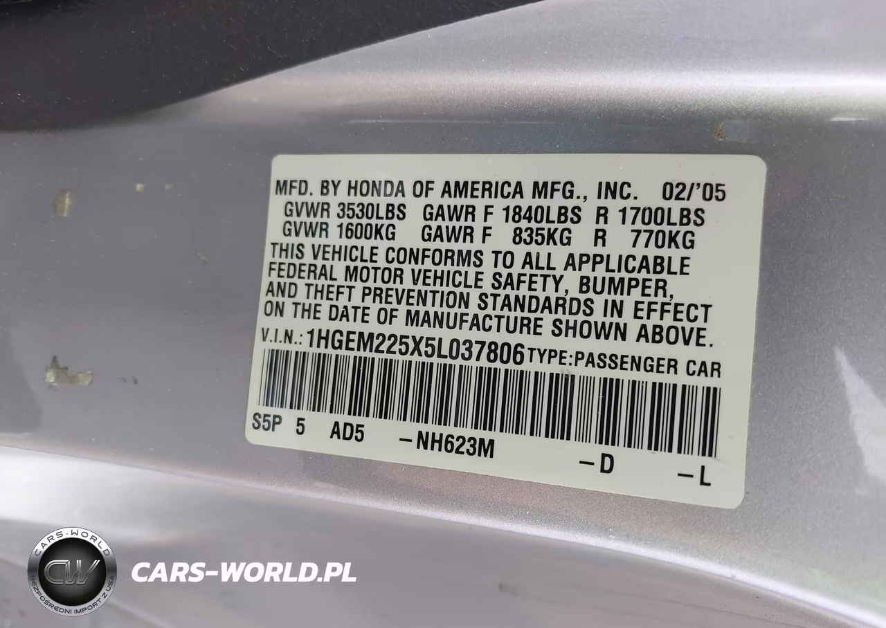 2005 Honda Civic Lx VIN:1HGEM225X5L037806 - 9
