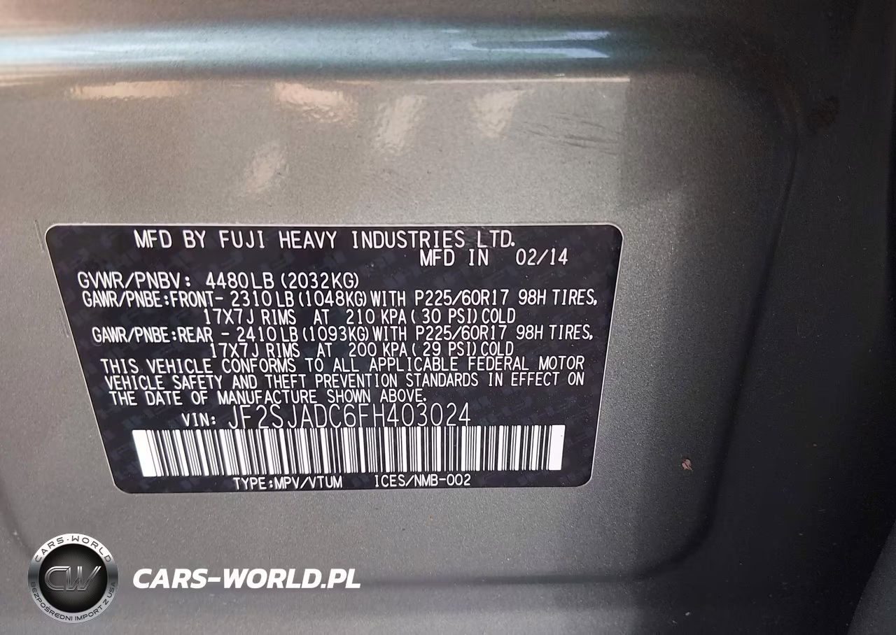 2015 Subaru Forester 2.5I Premium VIN:JF2SJADC6FH403024 - 9