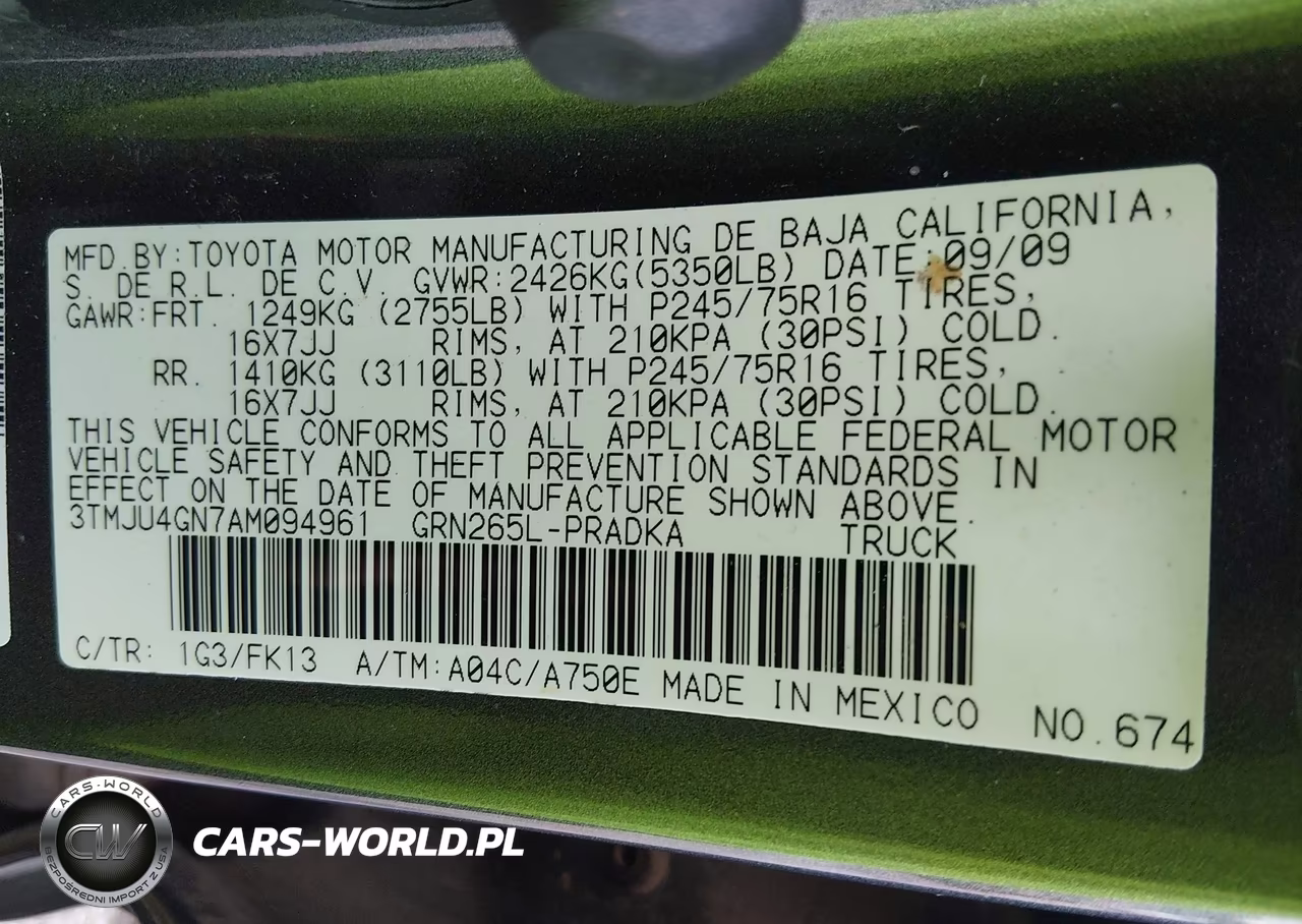 2010 Toyota Tacoma Prerunner V6 VIN:3TMJU4GN7AM094961 - 9