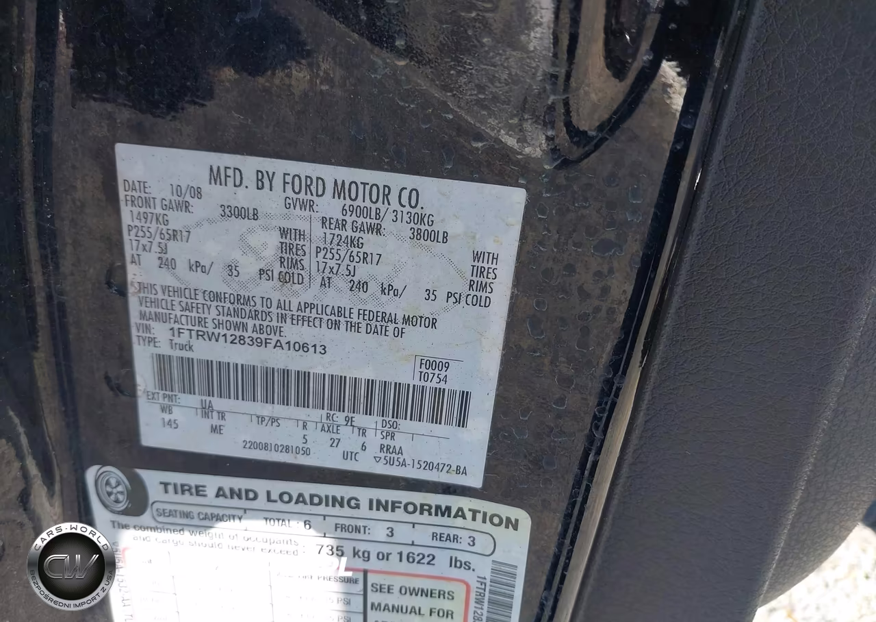 2009 Ford F-150 Xl-Xlt VIN:1FTRW12839FA10613 - 9