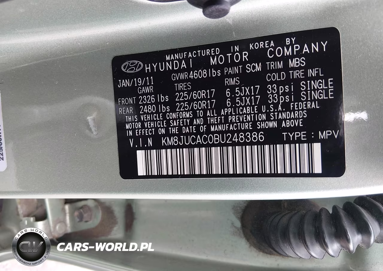 2011 Hyundai Tucson Gls VIN:KM8JUCAC0BU248386 - 9