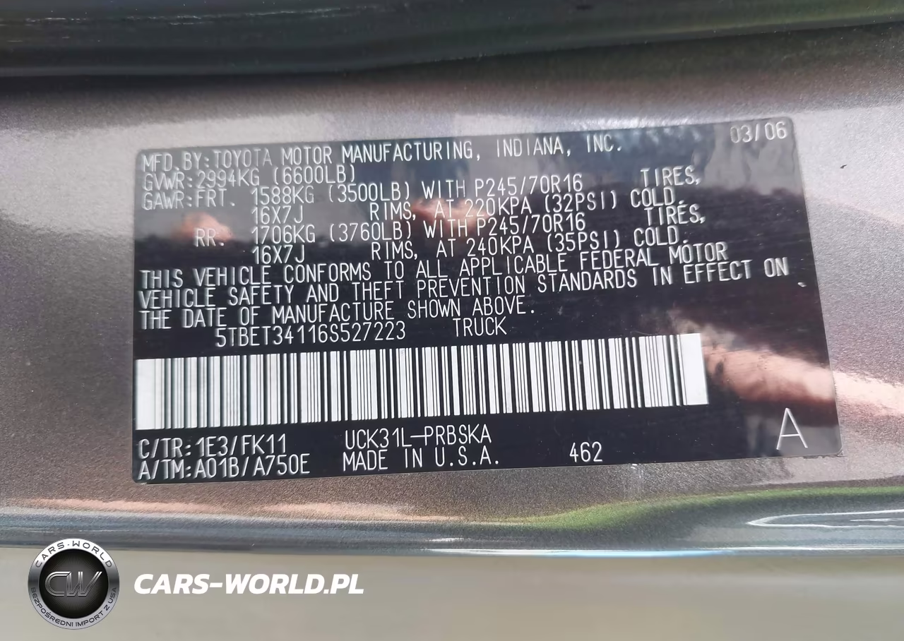 2006 Toyota Tundra Sr5 V8 VIN:5TBET34116S527223 - 9