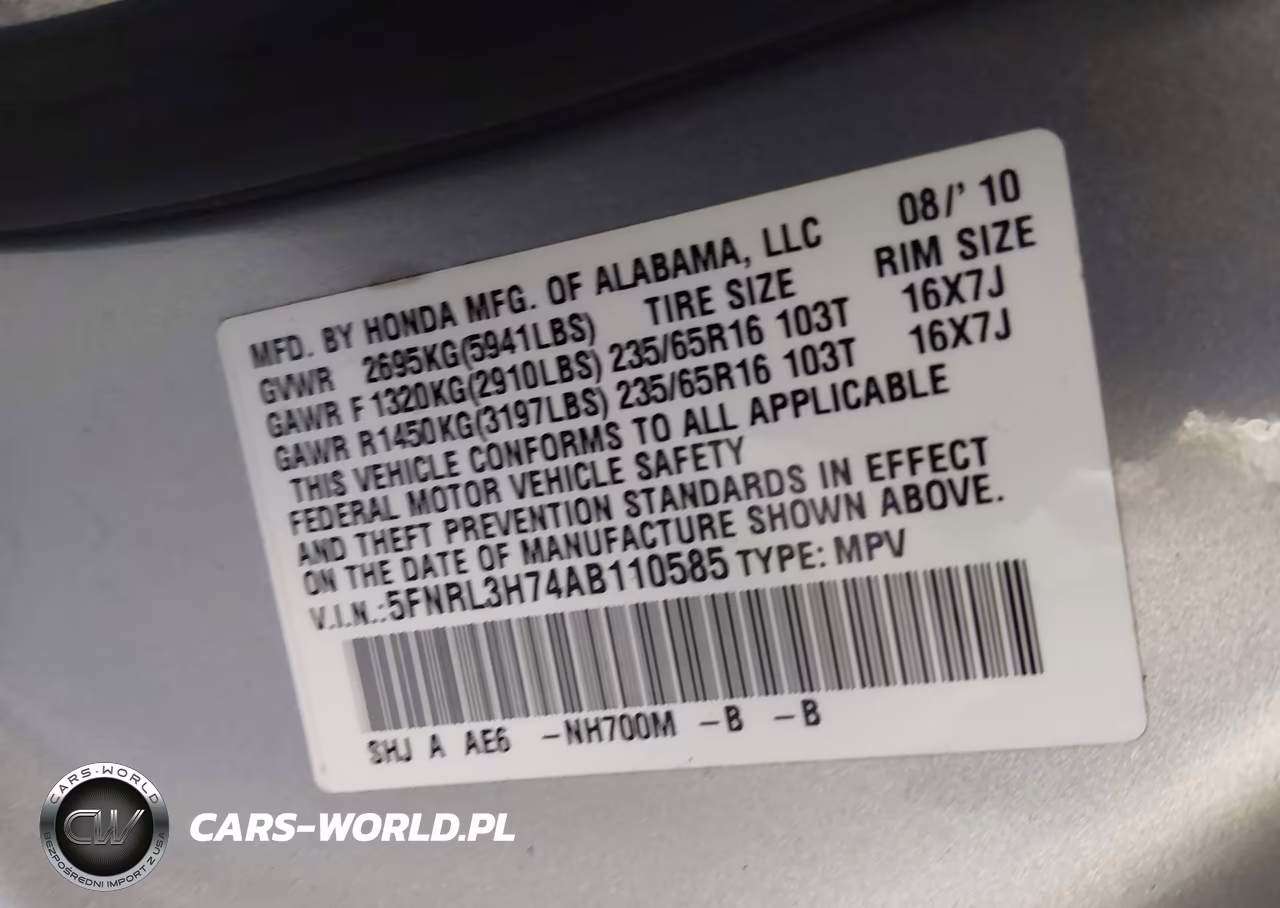 2010 Honda Odyssey Ex-L VIN:5FNRL3H74AB110585 - 9