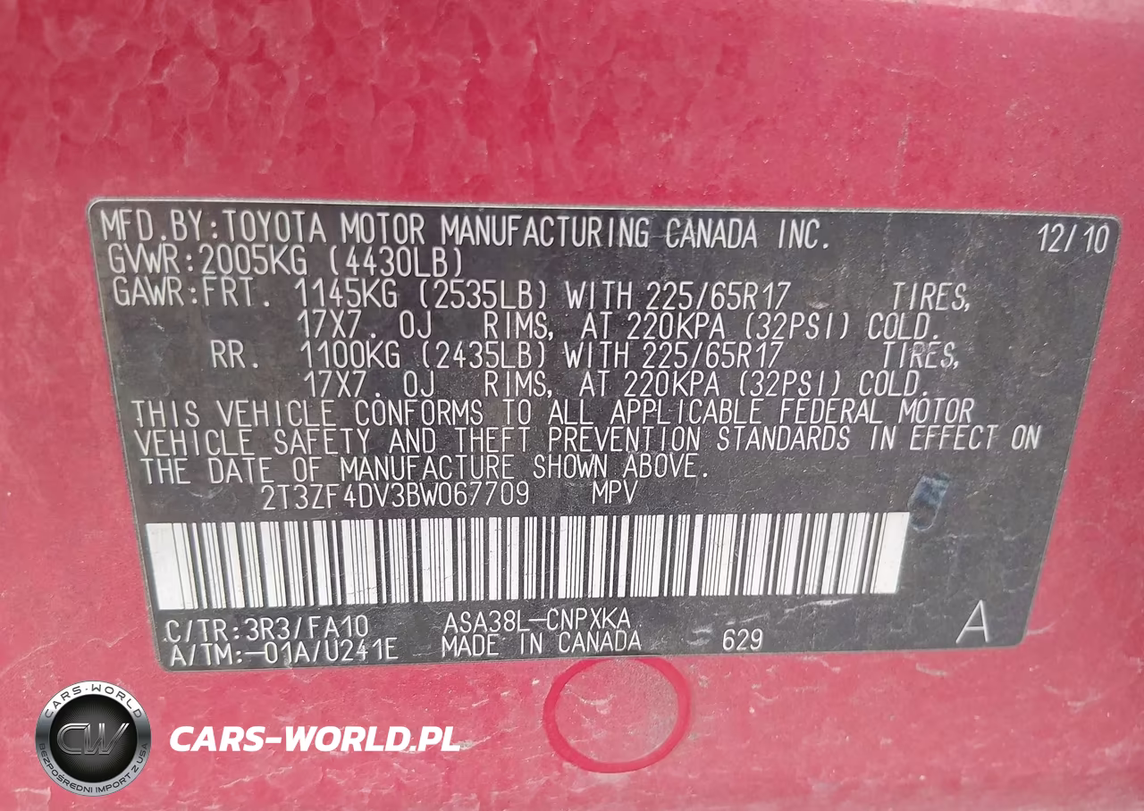 2011 Toyota Rav4 VIN:2T3ZF4DV3BW067709 - 9