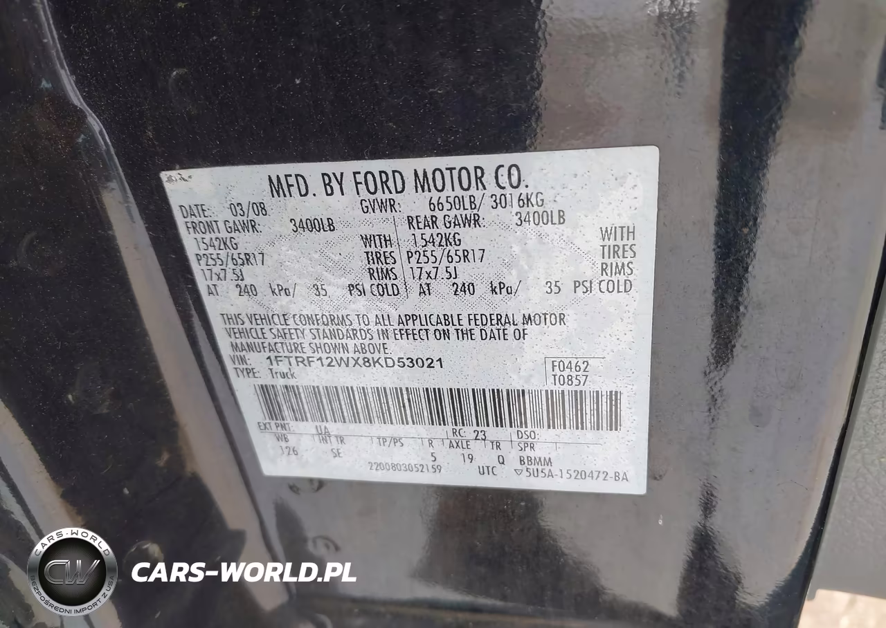 2008 Ford F-150 Fx2-Stx-Xl-Xlt VIN:1FTRF12WX8KD53021 - 9
