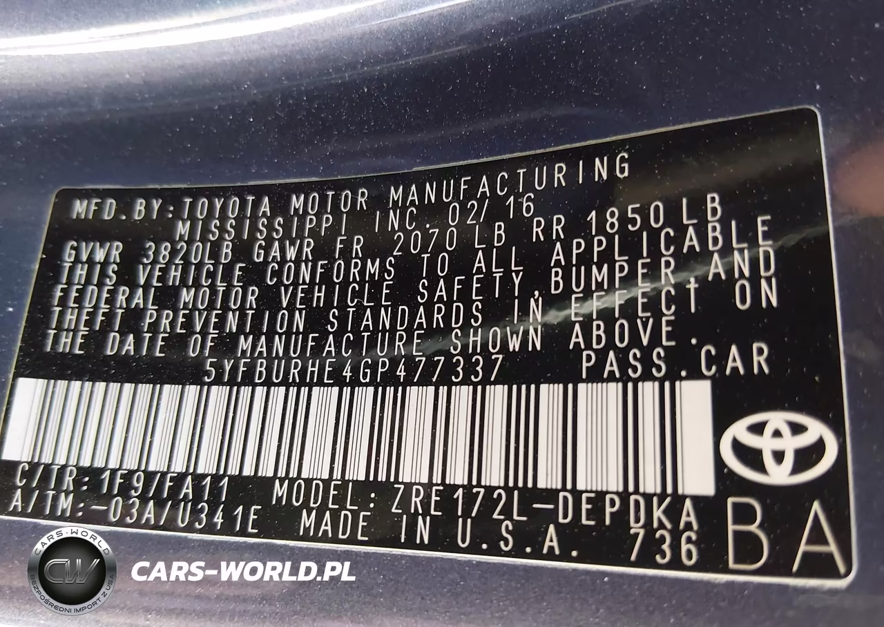 2016 Toyota Corolla L VIN:5YFBURHE4GP477337 - 9