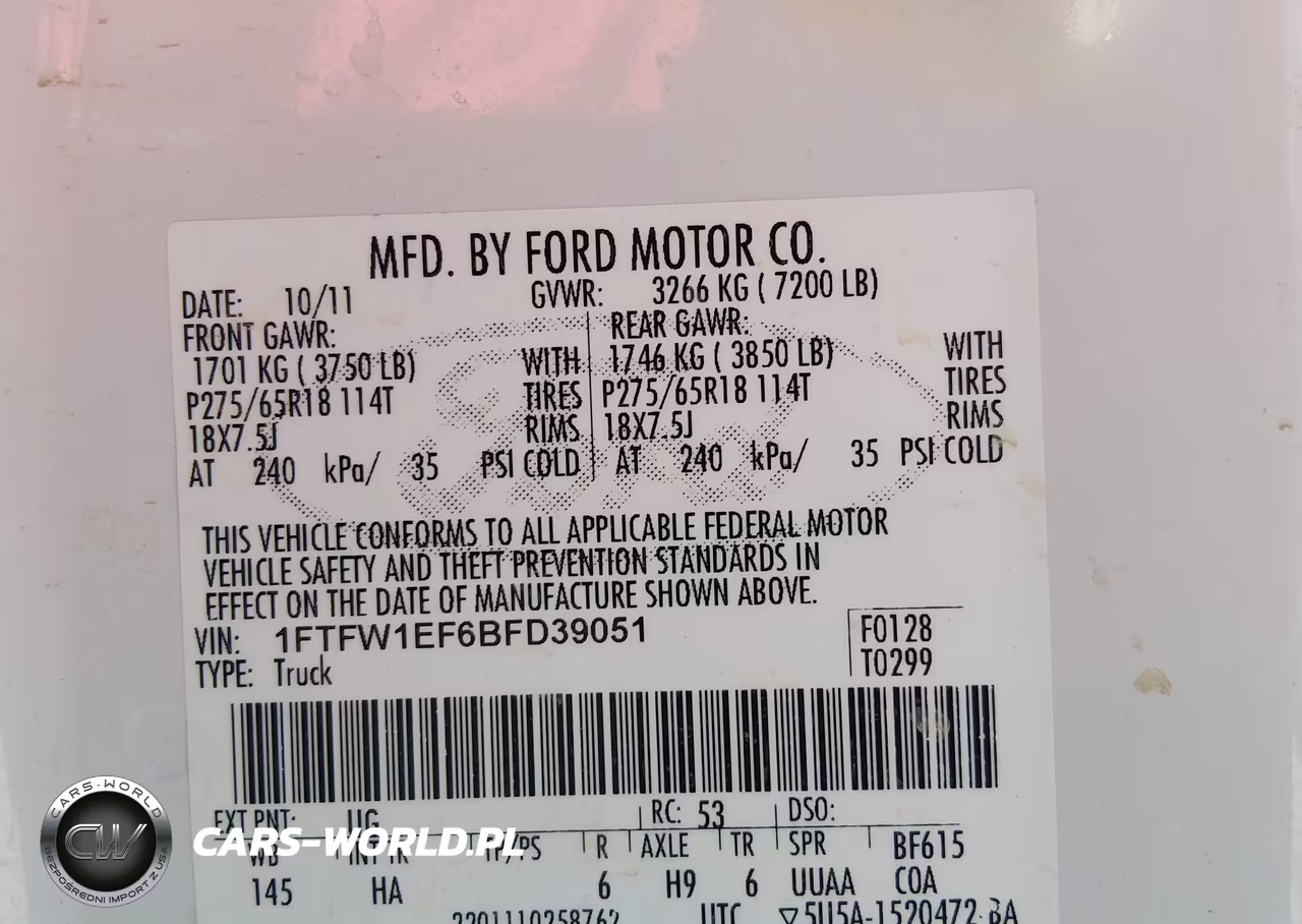 2011 Ford F-150 Lariat VIN:1FTFW1EF6BFD39051 - 9