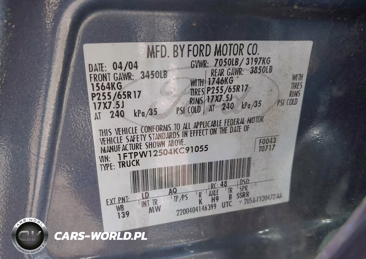 2004 Ford F-150 Lariat-Xlt VIN:1FTPW12504KC91055 - 9