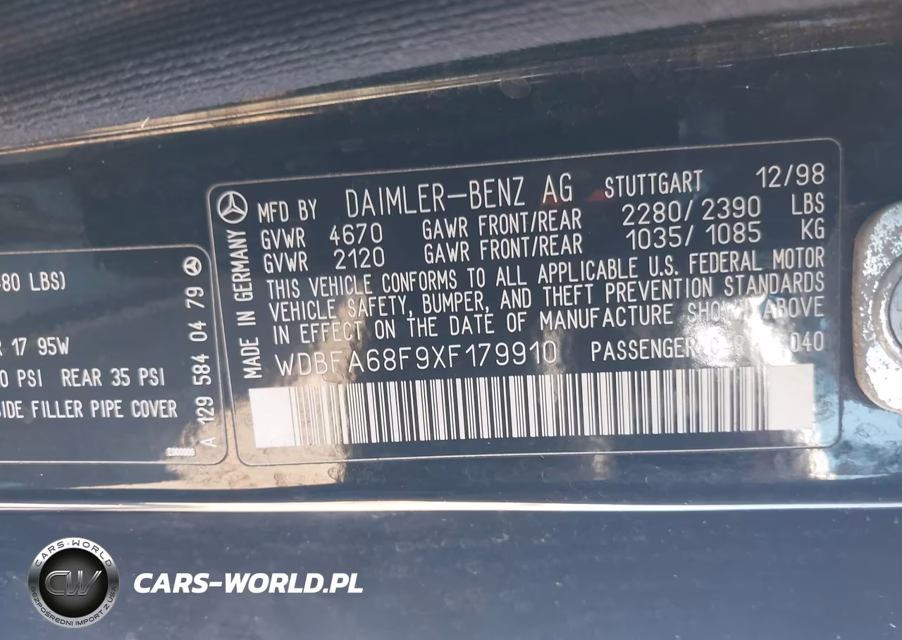 1999 Mercedes-Benz Sl 500 VIN:WDBFA68F9XF179910 - 9