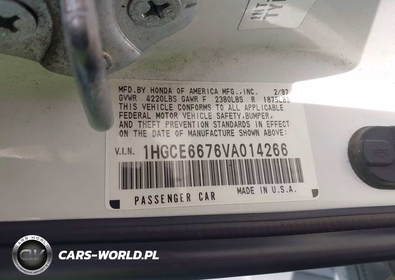 1997 Honda Accord Ex V6 VIN:1HGCE6676VA014266 - 9
