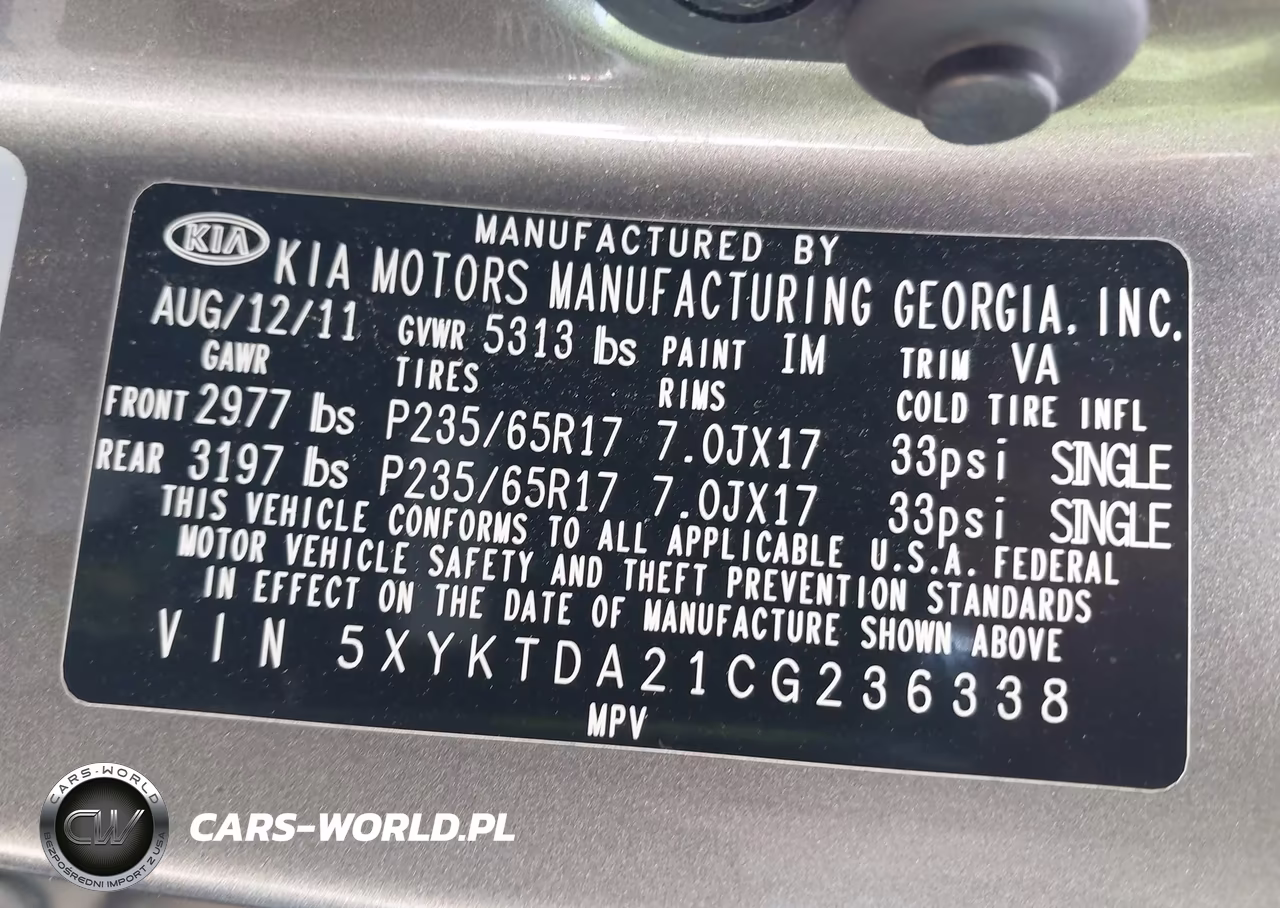 2012 Kia Sorento Lx V6 VIN:5XYKTDA21CG236338 - 9
