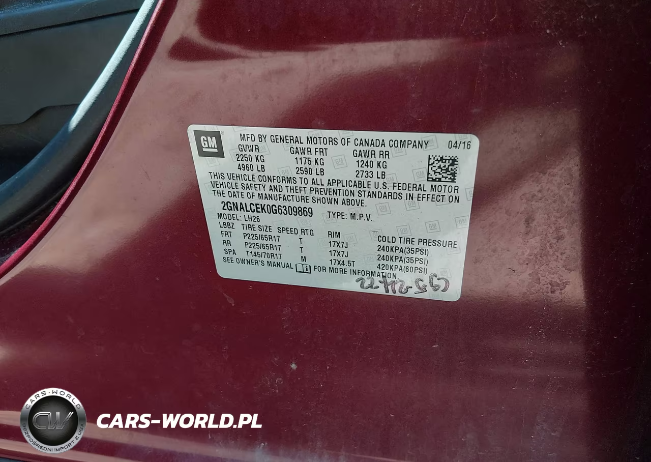 2016 Chevrolet Equinox Lt VIN:2GNALCEK0G6309869 - 9