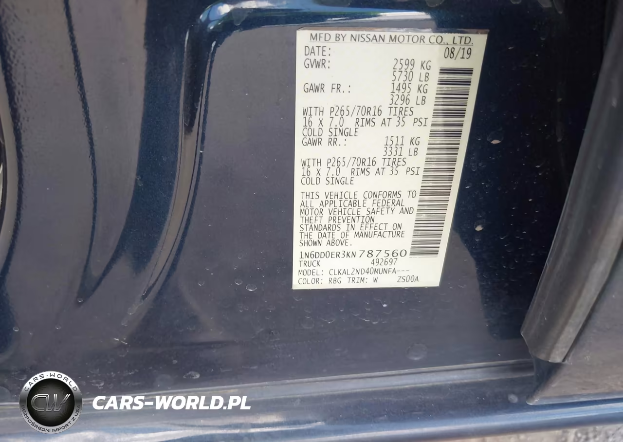 2019 Nissan Frontier Sv VIN:1N6DD0ER3KN787560 - 9