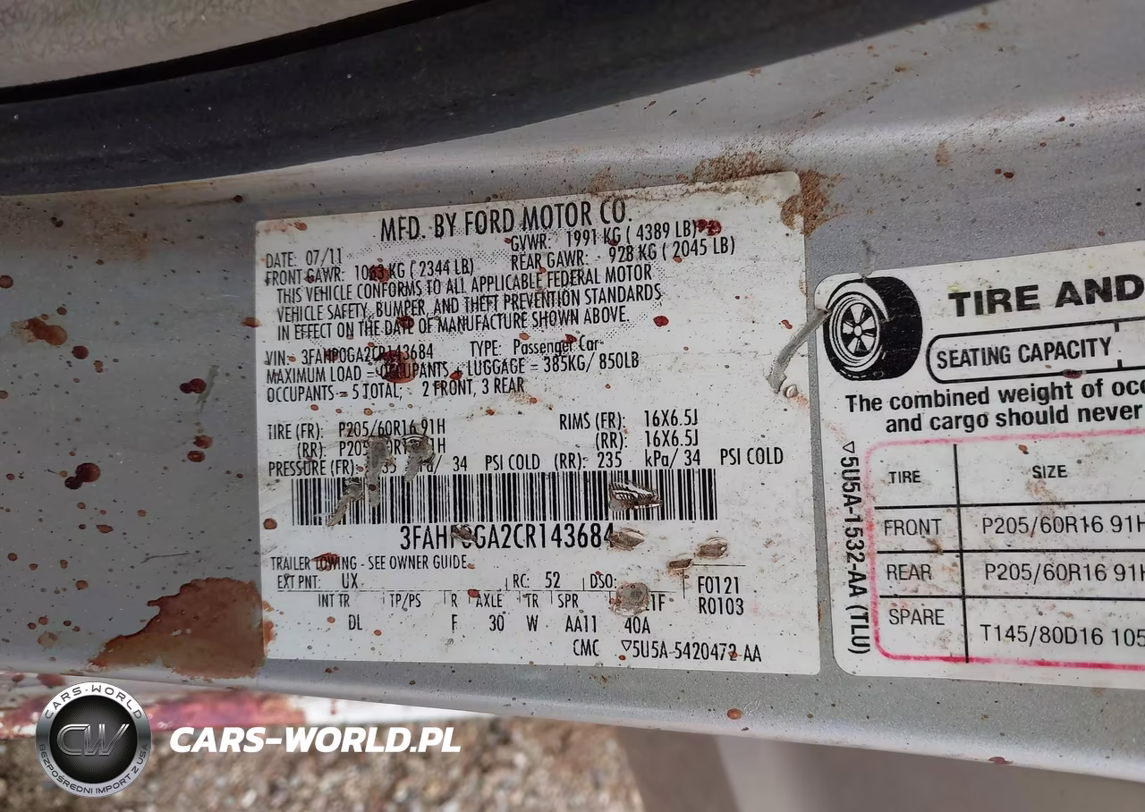 2012 Ford Fusion S VIN:3FAHP0GA2CR143684 - 9