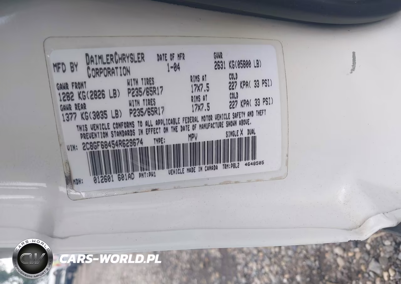 2004 Chrysler Pacifica VIN:2C8GF68454R629674 - 9