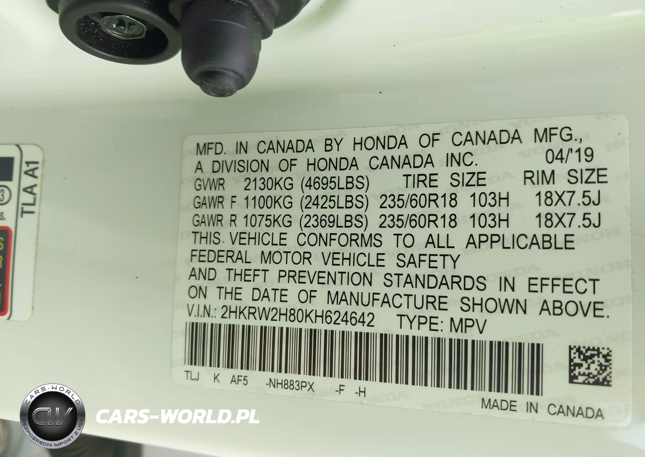 2019 Honda Cr-V Ex-L VIN:2HKRW2H80KH624642 - 9