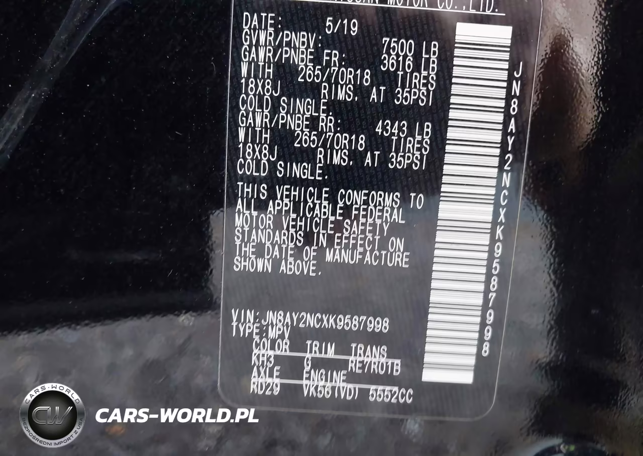 2019 Nissan Armada Sv VIN:JN8AY2NCXK9587998 - 9