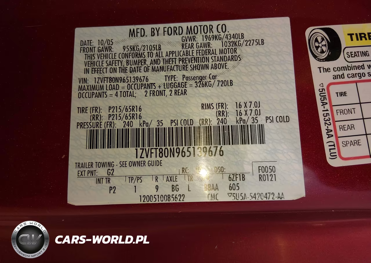 2006 Ford Mustang V6 VIN:1ZVFT80N965139676 - 9