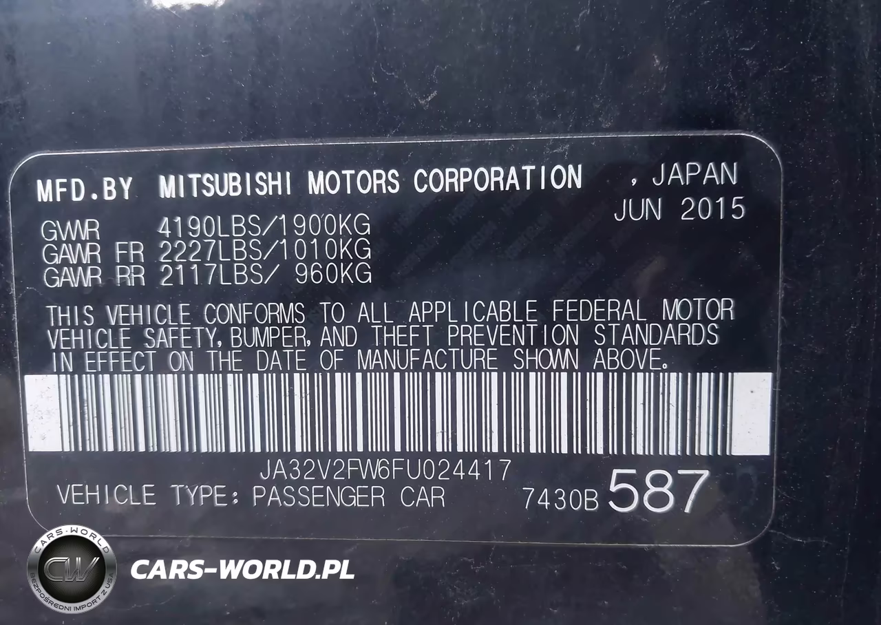 2015 Mitsubishi Lancer Se VIN:JA32V2FW6FU024417 - 9